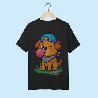 Nome do produto Camiseta Juvenil (10 a 14 anos) Cachorro com Bandana – 100% Algodão | Coleção Reino Animal do Caioba