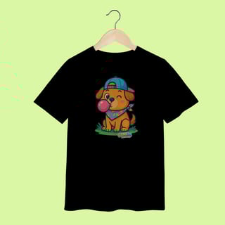 Nome do produto Camiseta Infantil (2 a 8 anos) Cachorro com Bandana – 100% Algodão | Coleção Reino Animal do Caioba