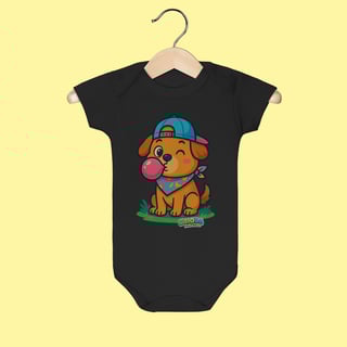 Nome do produto Body Infantil Cachorro com Bandana – 100% Algodão | Coleção Reino Animal do Caioba