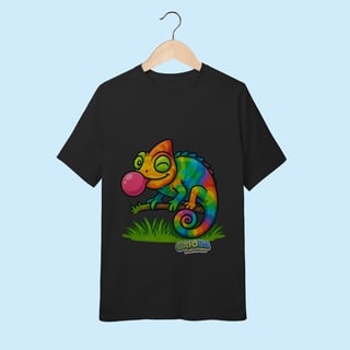 Nome do produto Camiseta Juvenil (10 a 14 anos) Camaleão – 100% Algodão | Coleção Reino Animal do Caioba