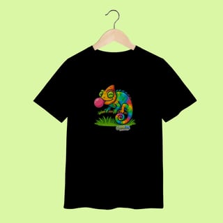 Nome do produto Camiseta Infantil (2 a 8 anos) Camaleão – 100% Algodão | Coleção Reino Animal do Caioba