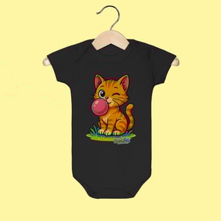 Nome do produto Body Infantil Gato Amarelo – 100% Algodão | Coleção Reino Animal do Caioba