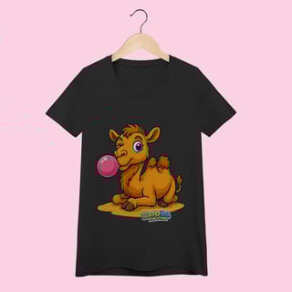 Nome do produto Camiseta Baby Long Feminina Camelo – 100% Algodão | Coleção Reino Animal do Caioba