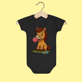 Nome do produto Body Infantil Cavalo – 100% Algodão | Coleção Reino Animal do Caioba