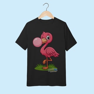 Nome do produto Camiseta Juvenil (10 a 14 anos) Flamingo – 100% Algodão | Coleção Reino Animal do Caioba