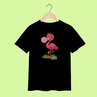 Nome do produto Camiseta Infantil (2 a 8 anos) Flamingo – 100% Algodão | Coleção Reino Animal do Caioba
