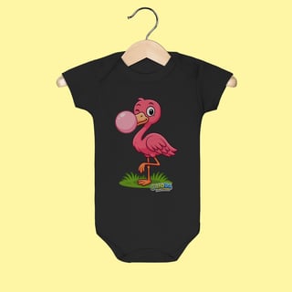 Nome do produto Body Infantil Flamingo – 100% Algodão | Coleção Reino Animal do Caioba