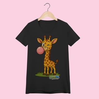 Nome do produto Camiseta Baby Long Feminina Girafa – 100% Algodão | Coleção Reino Animal do Caioba