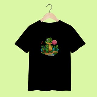 Nome do produto Camiseta Infantil (2 a 8 anos) Jacaré – 100% Algodão | Coleção Reino Animal do Caioba