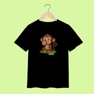 Nome do produto Camiseta Infantil (2 a 8 anos) Macaco – 100% Algodão | Coleção Reino Animal do Caioba