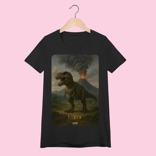Nome do produto Camiseta Baby Long Feminina T-Rex – 100% Algodão | Coleção Dinossauros