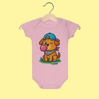 Nome do produto Body Infantil Cachorro com Bandana – 100% Algodão | Coleção Reino Animal do Caioba