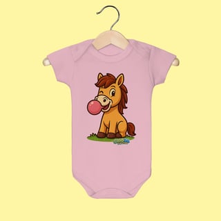 Nome do produto Body Infantil Cavalo – 100% Algodão | Coleção Reino Animal do Caioba