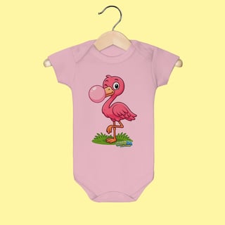 Nome do produto Body Infantil Flamingo – 100% Algodão | Coleção Reino Animal do Caioba