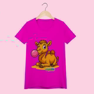 Nome do produto Camiseta Baby Long Feminina Camelo – 100% Algodão | Coleção Reino Animal do Caioba