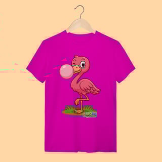 Nome do produto Camiseta T-shirt Adulto Unissex Flamingo – 100% Algodão | Coleção Reino Animal do Caioba