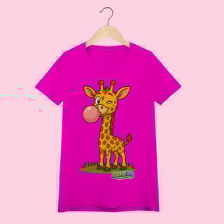 Nome do produto Camiseta Baby Long Feminina Girafa – 100% Algodão | Coleção Reino Animal do Caioba