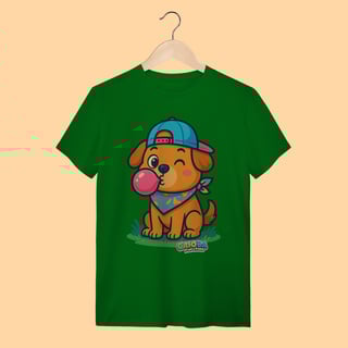 Nome do produto Camiseta T-shirt Adulto Unissex Cachorro com Bandana – 100% Algodão | Coleção Reino Animal do Caioba