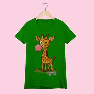 Nome do produto Camiseta Baby Long Feminina Girafa – 100% Algodão | Coleção Reino Animal do Caioba