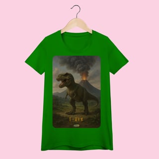 Nome do produto Camiseta Baby Long Feminina T-Rex – 100% Algodão | Coleção Dinossauros