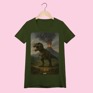 Nome do produto Camiseta Baby Long Feminina T-Rex – 100% Algodão | Coleção Dinossauros