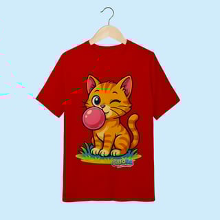 Nome do produto Camiseta Juvenil (10 a 14 anos) Gato Amarelo – 100% Algodão | Coleção Reino Animal do Caioba