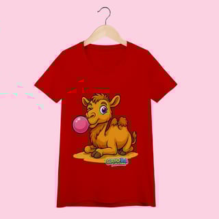 Nome do produto Camiseta Baby Long Feminina Camelo – 100% Algodão | Coleção Reino Animal do Caioba