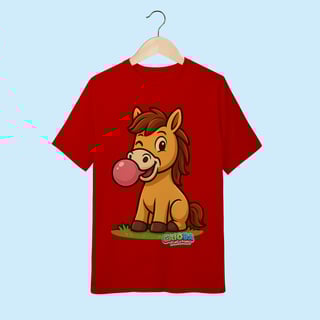 Nome do produto Camiseta Juvenil (10 a 14 anos) Cavalo – 100% Algodão | Coleção Reino Animal do Caioba