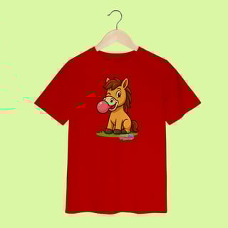 Nome do produto Camiseta Infantil (2 a 8 anos) Cavalo – 100% Algodão | Coleção Reino Animal do Caioba