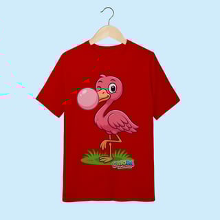 Nome do produto Camiseta Juvenil (10 a 14 anos) Flamingo – 100% Algodão | Coleção Reino Animal do Caioba
