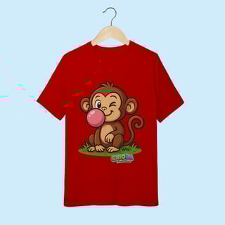 Nome do produto Camiseta Juvenil (10 a 14 anos) Macaco – 100% Algodão | Coleção Reino Animal do Caioba