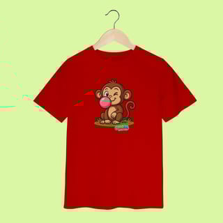 Nome do produto Camiseta Infantil (2 a 8 anos) Macaco – 100% Algodão | Coleção Reino Animal do Caioba