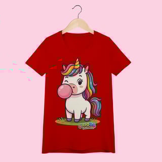 Nome do produto Camiseta Baby Long Feminina Unicórnio – 100% Algodão | Coleção Reino Animal do Caioba