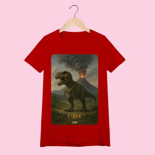 Nome do produto Camiseta Baby Long Feminina T-Rex – 100% Algodão | Coleção Dinossauros