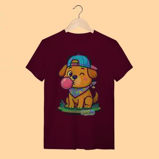 Nome do produto Camiseta T-shirt Adulto Unissex Cachorro com Bandana – 100% Algodão | Coleção Reino Animal do Caioba