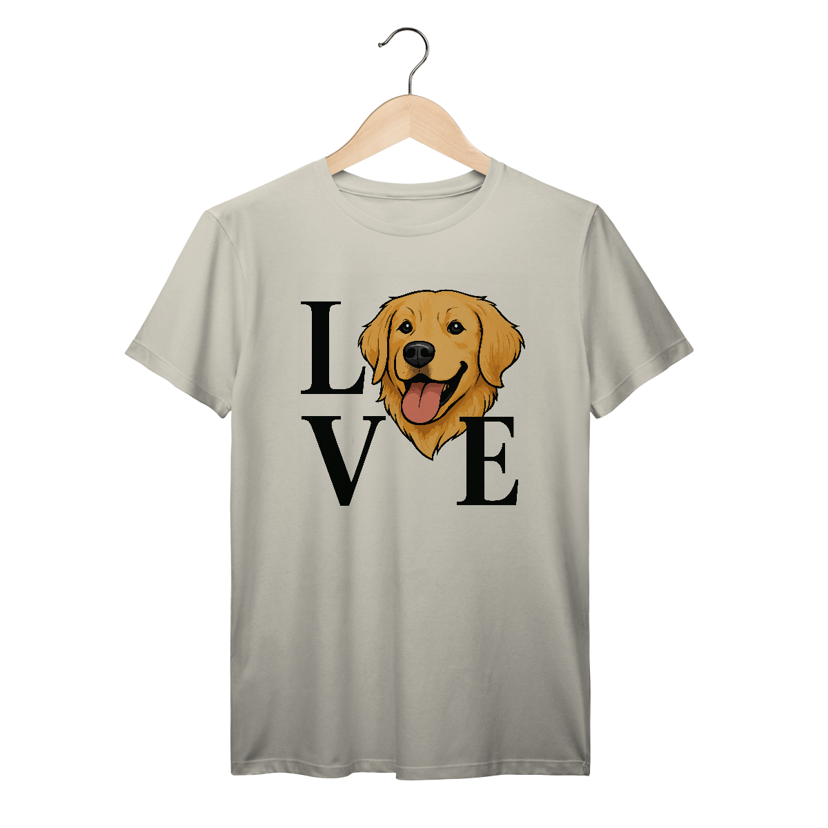 Nome do produto: Camiseta LOVE com Golden Retriever