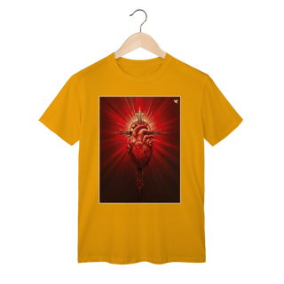 Nome do produto Sagrado Coração e Cruz - T-Shirt Classic
