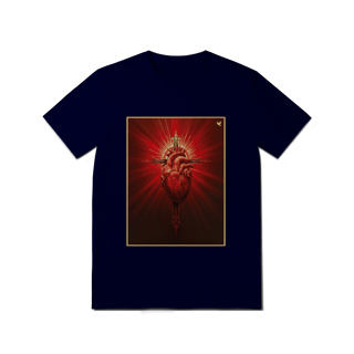 Nome do produto Sagrado Coração e Cruz - T-Shirt Quality