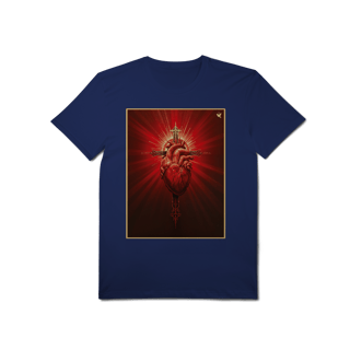 Nome do produto Sagrado Coração e Cruz - T-Shirt Pima