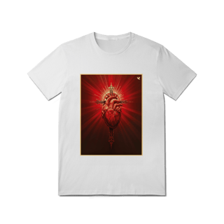 Nome do produto Sagrado Coração e Cruz - T-Shirt Quality