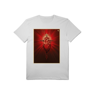 Nome do produto Sagrado Coração e Cruz - T-Shirt Pima