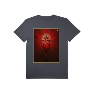 Nome do produto Sagrado Coração e Cruz - T-Shirt Pima