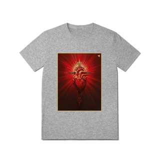 Nome do produto Sagrado Coração e Cruz - T-Shirt Quality