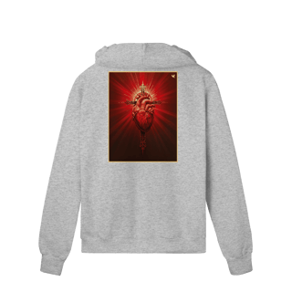 Nome do produto Sagrado Coração e Cruz - Moletom Prime Com Zíper