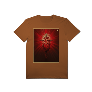 Nome do produto Sagrado Coração e Cruz - T-Shirt Pima