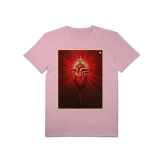 Nome do produto Sagrado Coração e Cruz - T-Shirt Pima