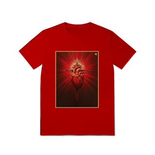 Nome do produto Sagrado Coração e Cruz - T-Shirt Quality