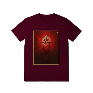 Nome do produto Sagrado Coração e Cruz - T-Shirt Quality