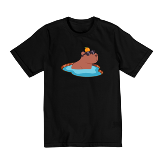 Nome do produto Camiseta Infantil Capivara na Lagoa com Laranja na Cabeça