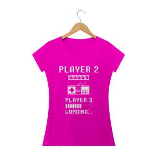 Nome do produto T-Shirt Feminina Player 2 Loading Player 3 Vintage Gravidez